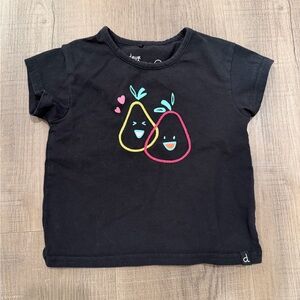Deux par Deux Black Tee with Avocado Design